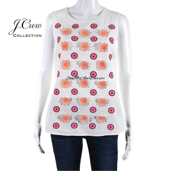 J.Crew Collection embroidered 3D flower sleeveless top *shop@iamwarrior - Picture 3 of 6